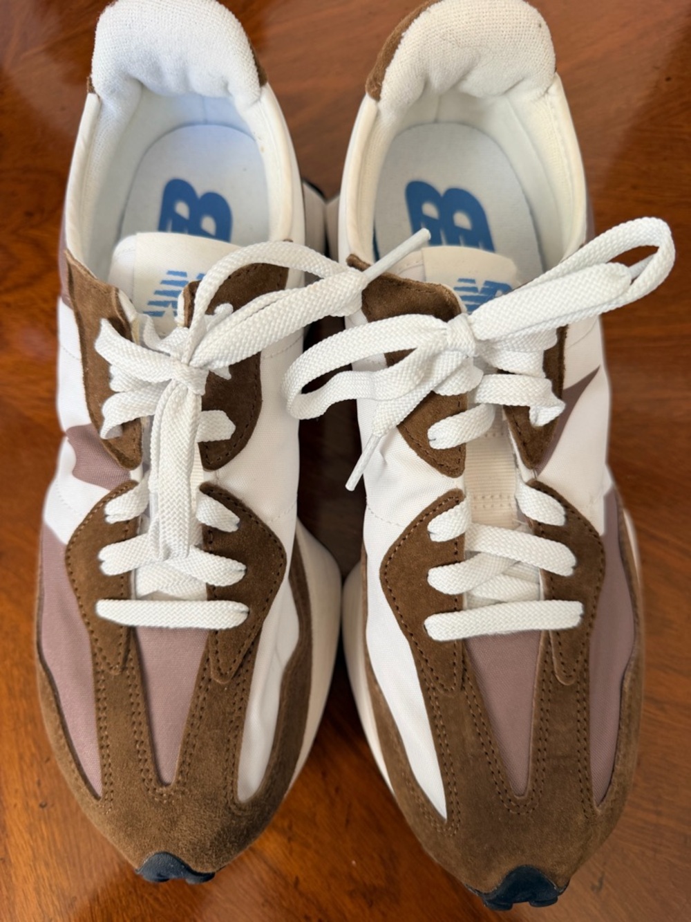 Brand new without box New Balance White & Brown Retro Runner Sneakers size 10